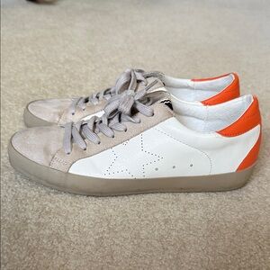 White and Orange Shu Shop Star Sneakers